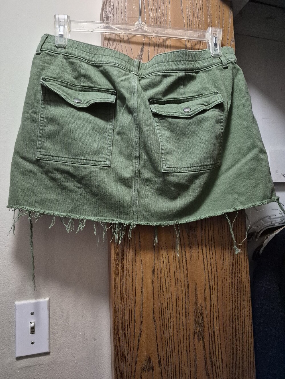 aerie Olive Green Utility Denim-Style Mini Skirt - Picture 8 of 9